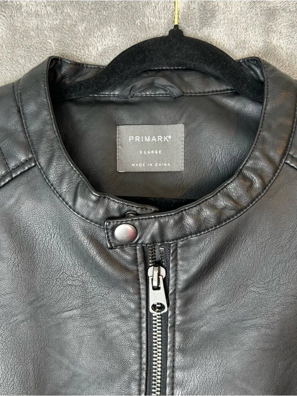 Primark Men’s Jacket Black Faux Leather Moto Biker Jacket Size Extra Large XL - Picture 16 of 16